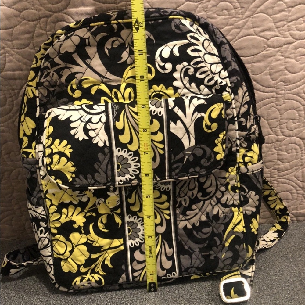 Vera Bradley Backpack Sm Quilted Cotton Zip Yellow Floral “Baroque” 2010 12x9x4 - Picture 11 of 15